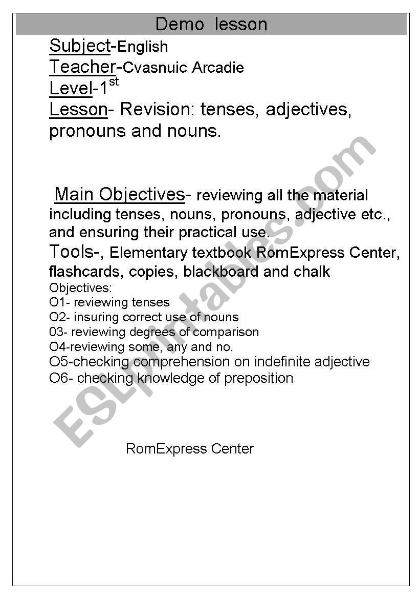 Open lesson worksheet