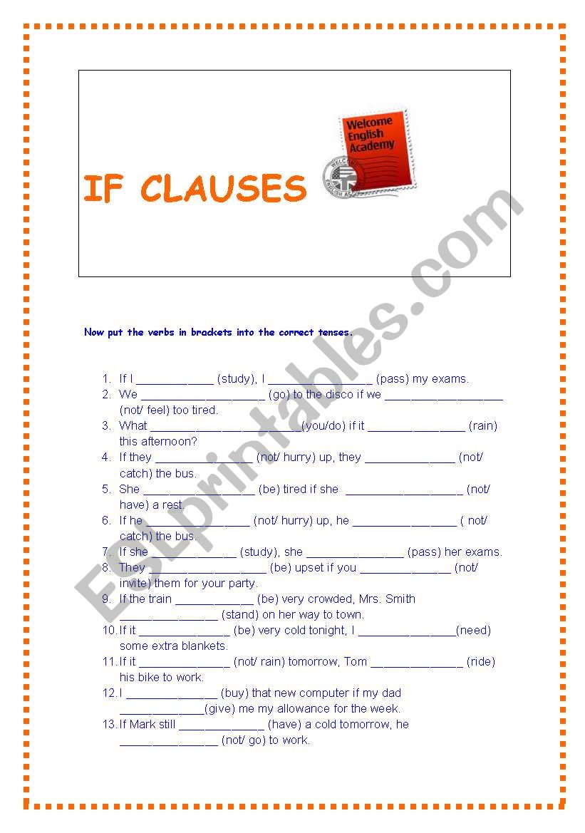 IF CLAUSES worksheet