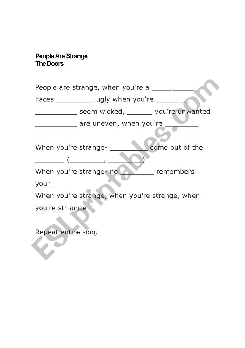 People Are Strange worksheet