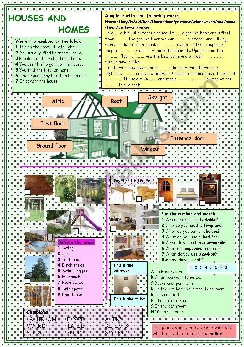 Houses and homes worksheet