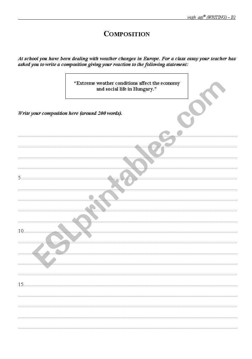 Exam samples - Writing 7 worksheet