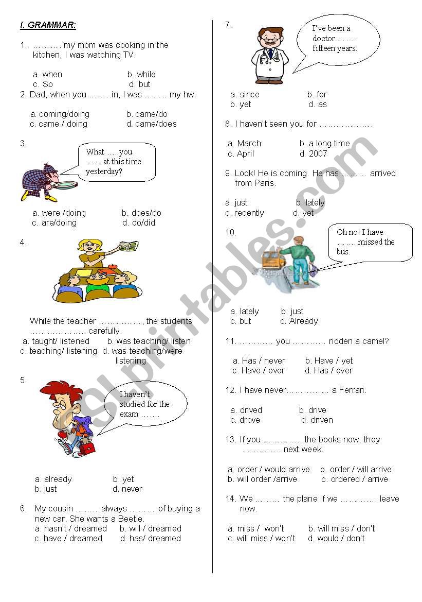 TEST (part 1) worksheet