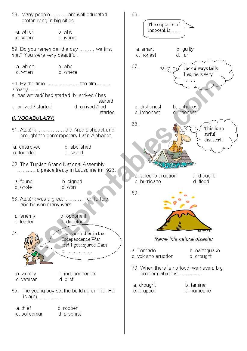 TEST (part 2) worksheet