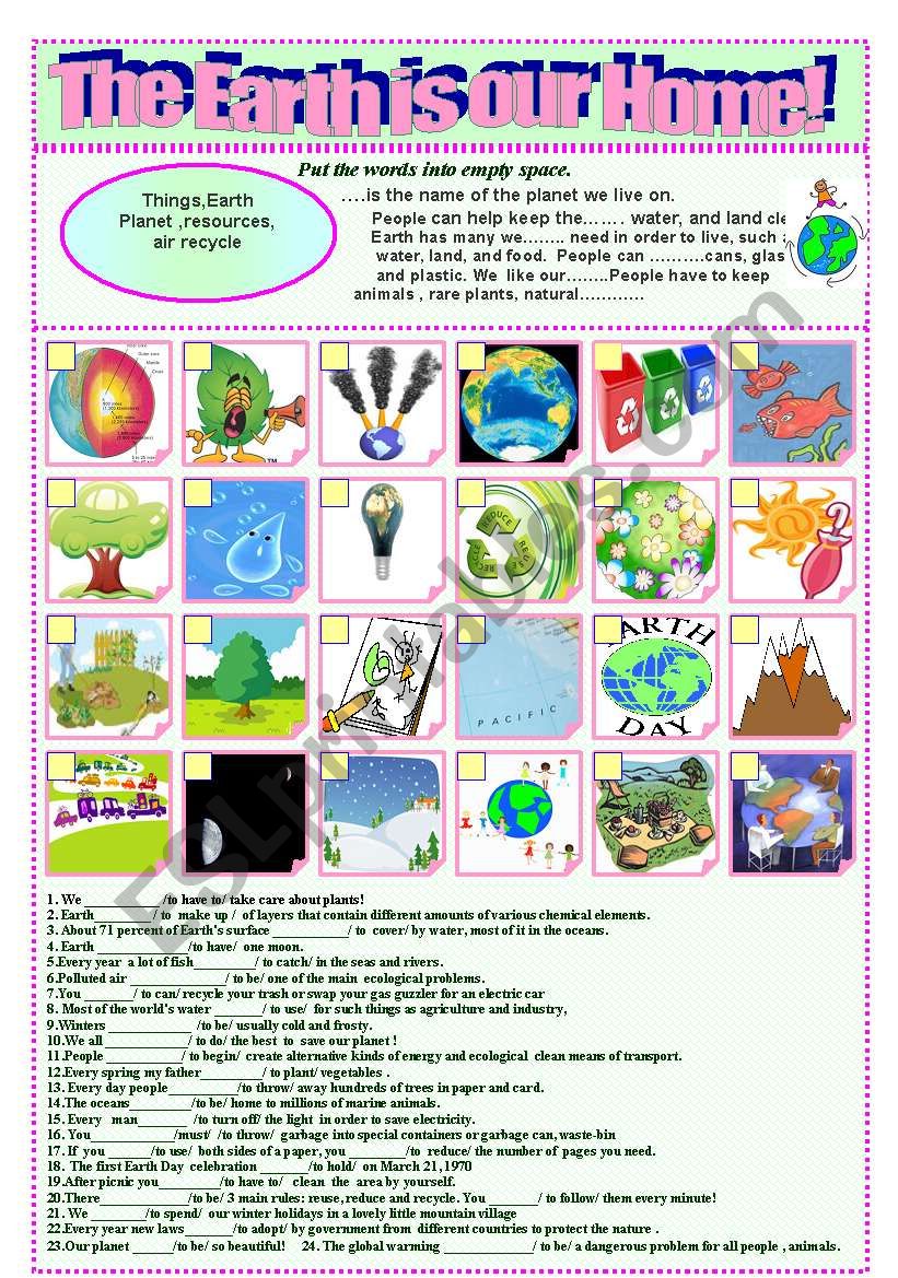 Our home is our Earth! worksheet