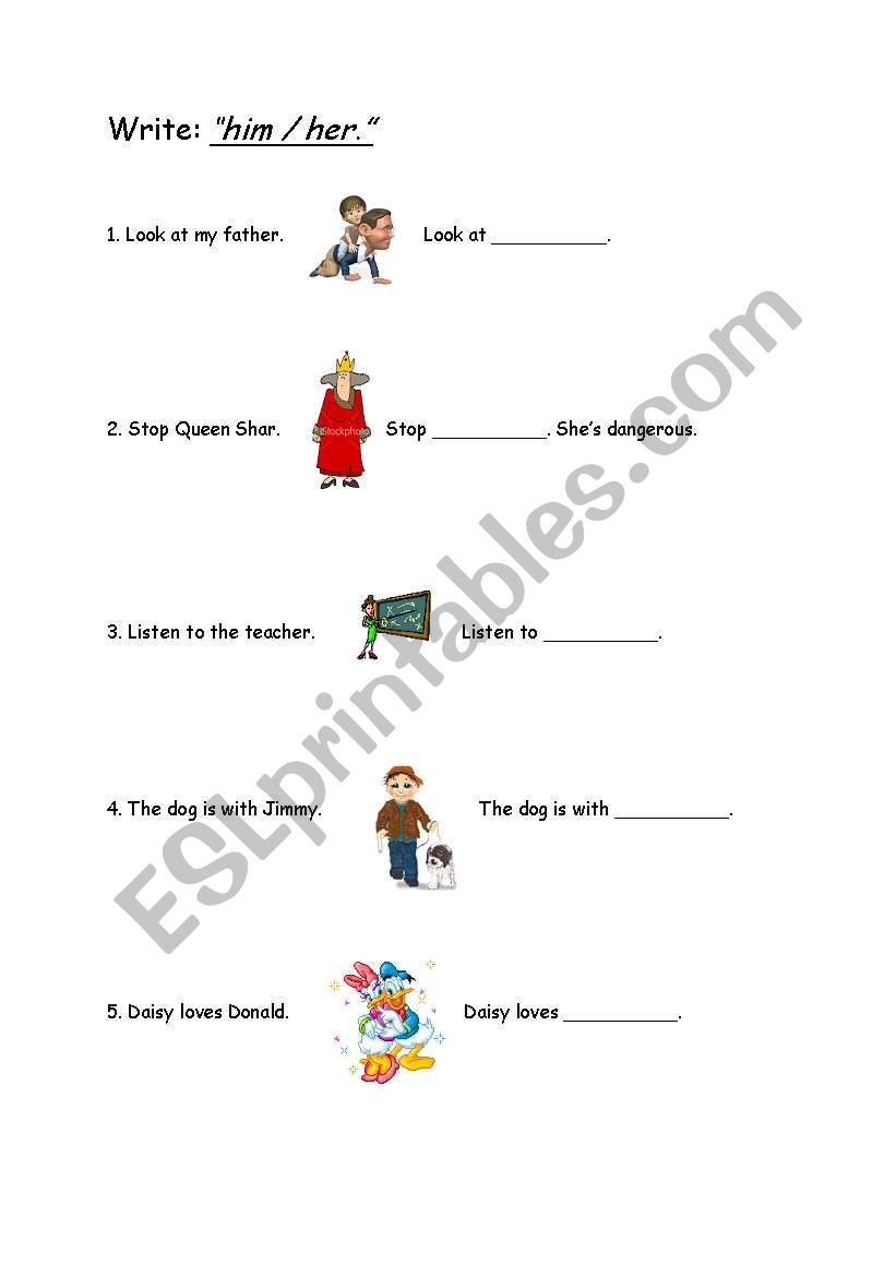 him-her (object pronouns) worksheet