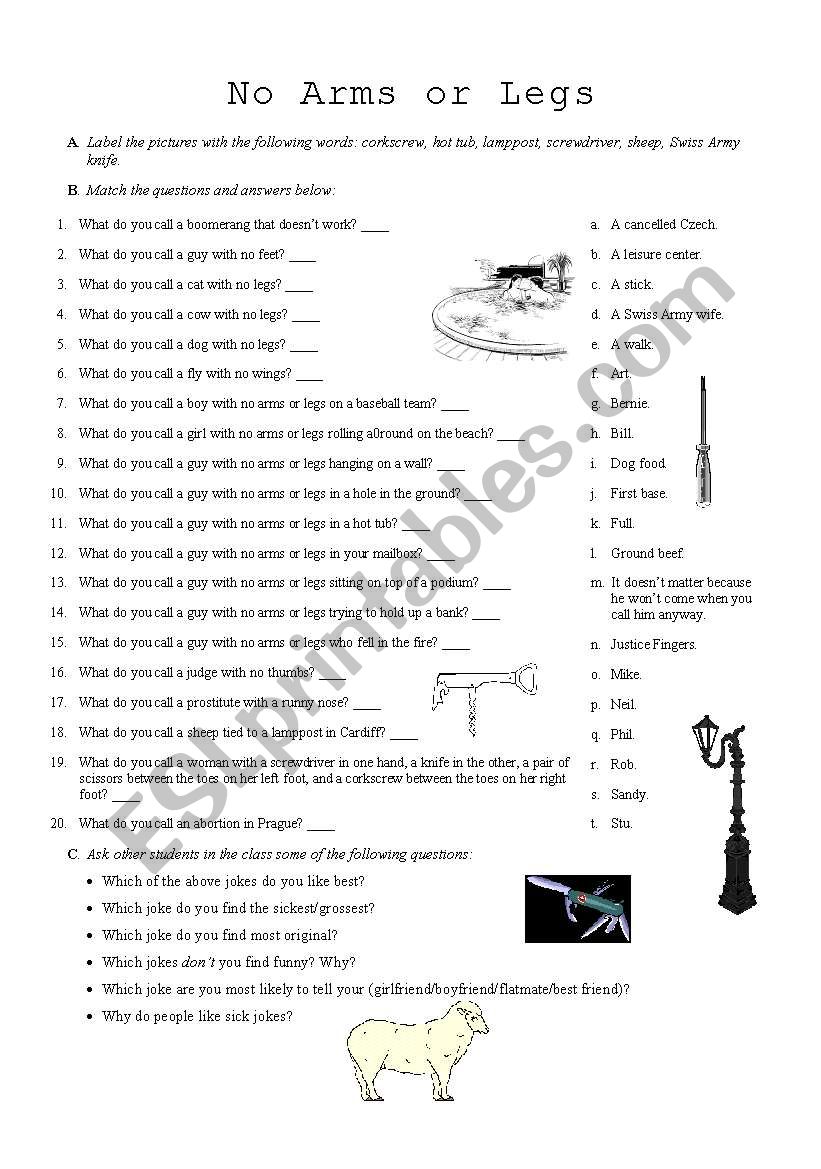 No Arms or Legs worksheet