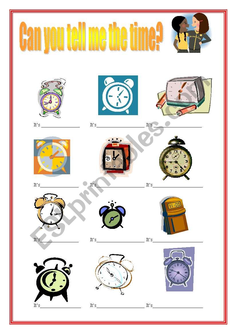 Can you tell me the time? worksheet