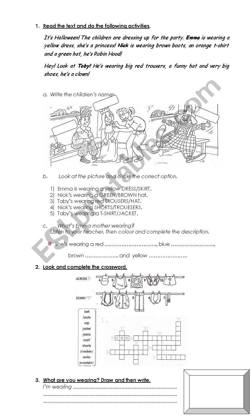 Clothes worksheet