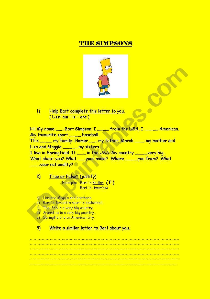 The Simpsons - Verb to BE worksheet