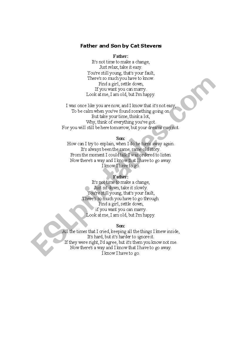 Song Father and Son worksheet