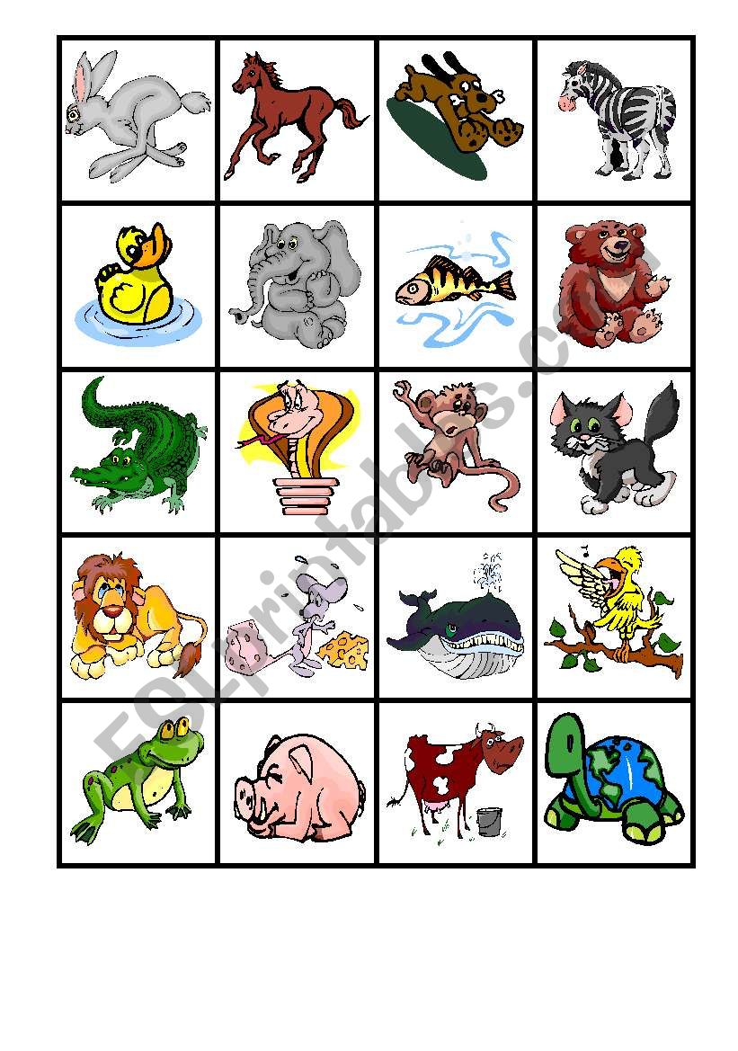 (ANIMALS) GAME OF THE MEMORY worksheet