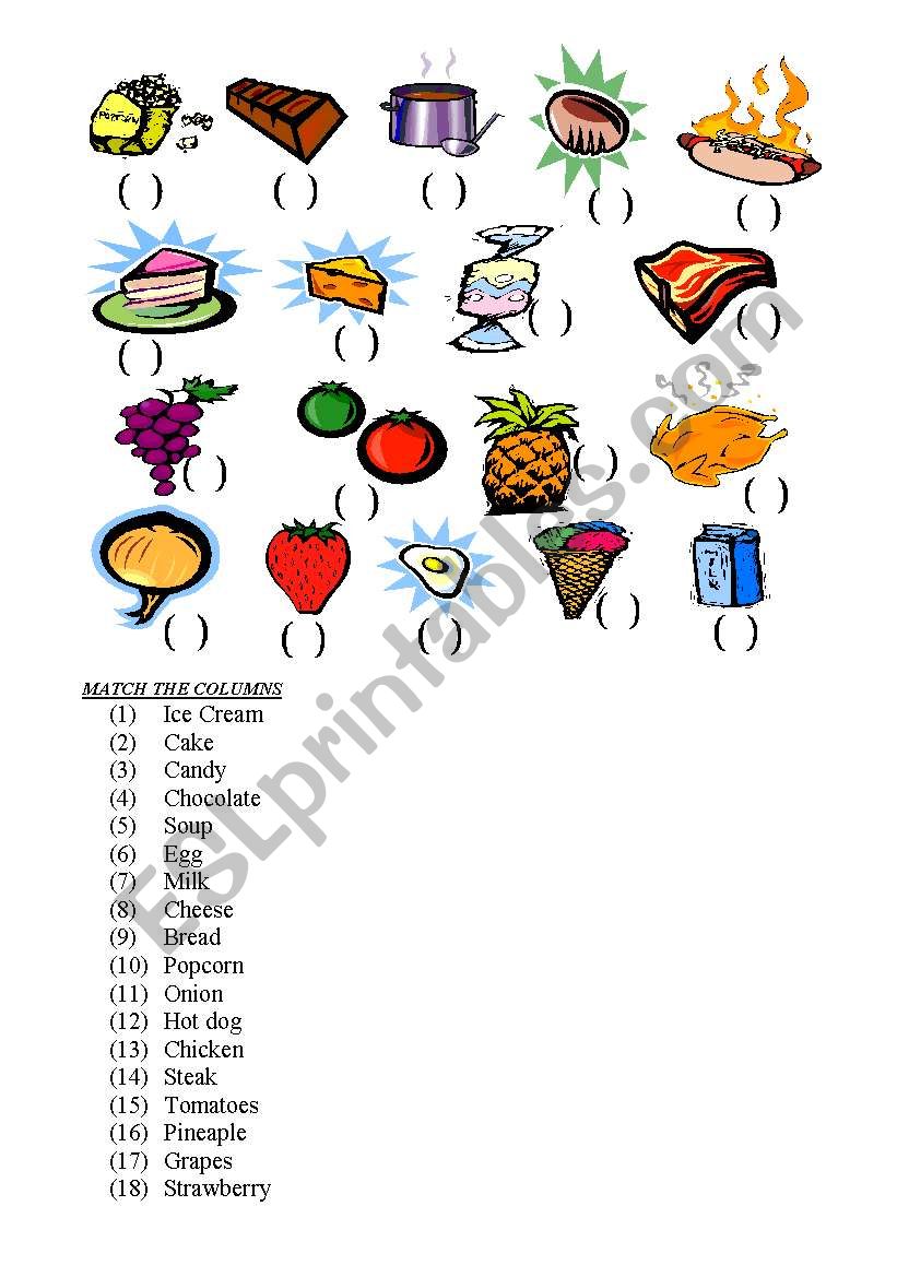 RELATE FOOD worksheet