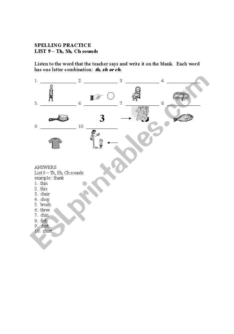 Spelling Practice List 9 worksheet