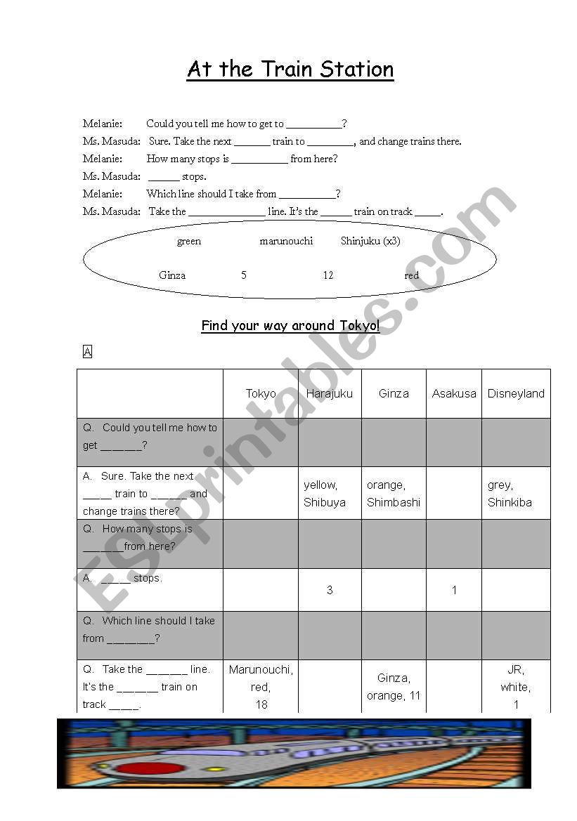 At the Train Station worksheet