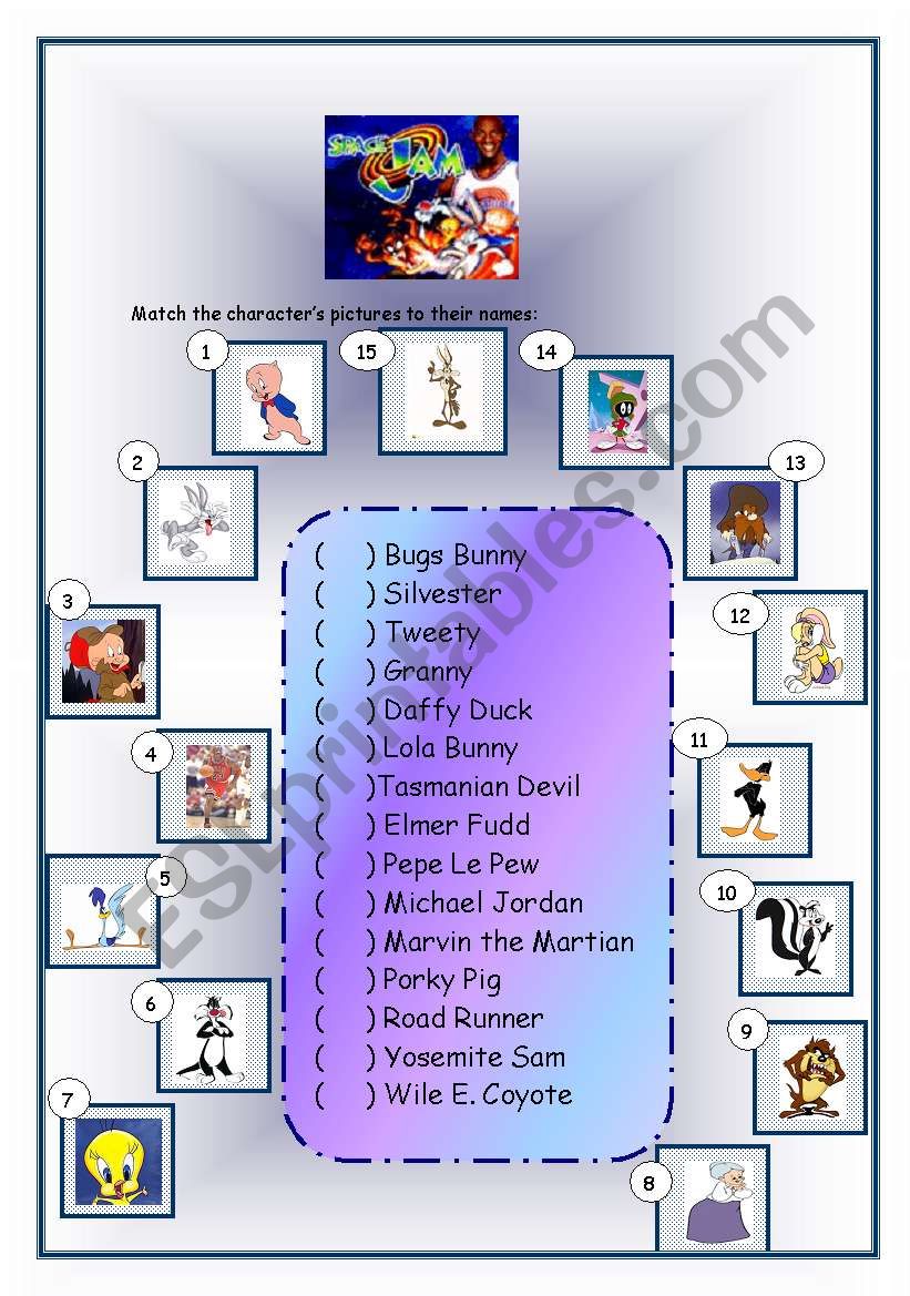 Space Jam worksheet