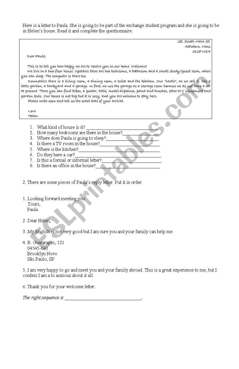 Letter worksheet