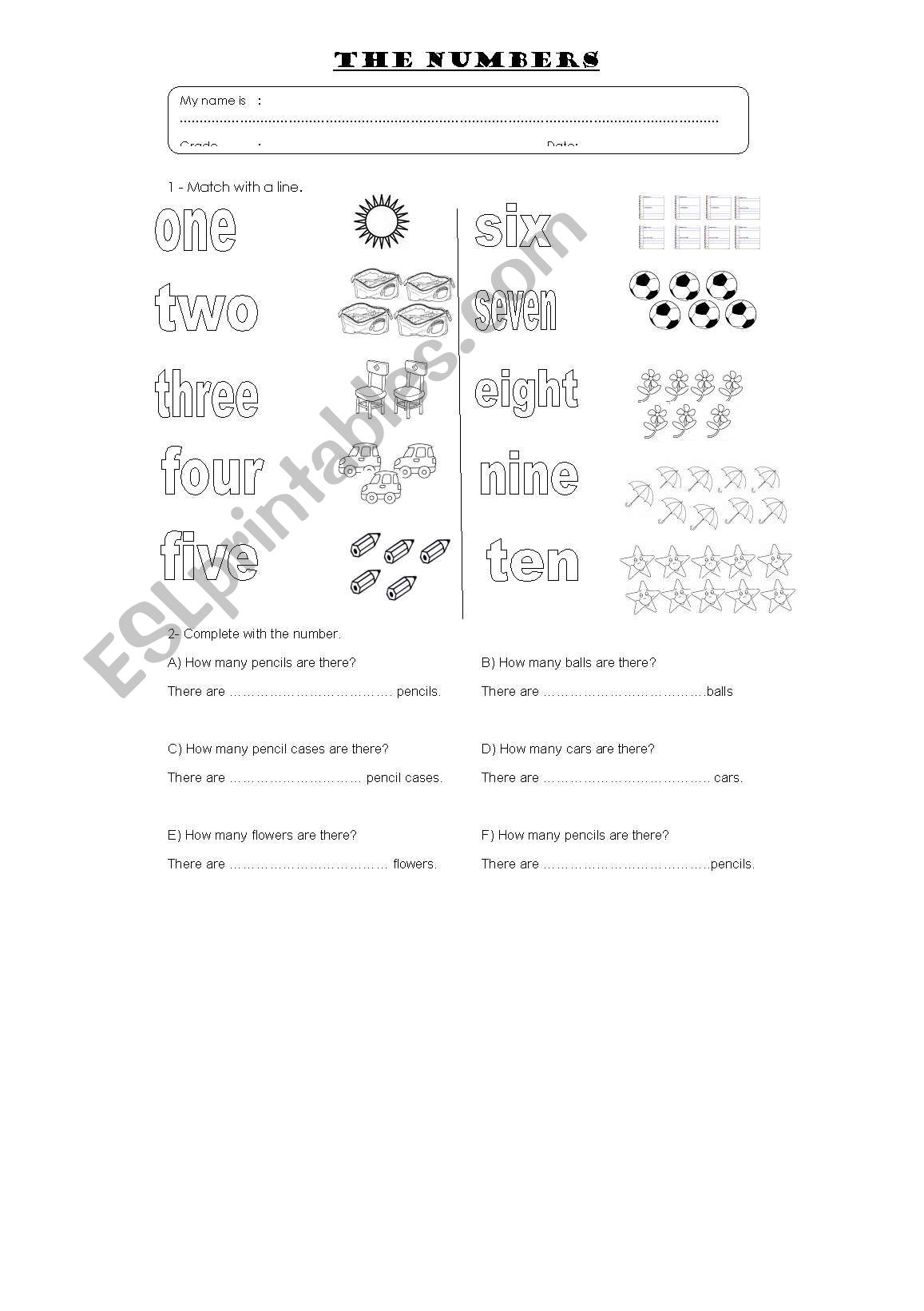 the numbers worksheet