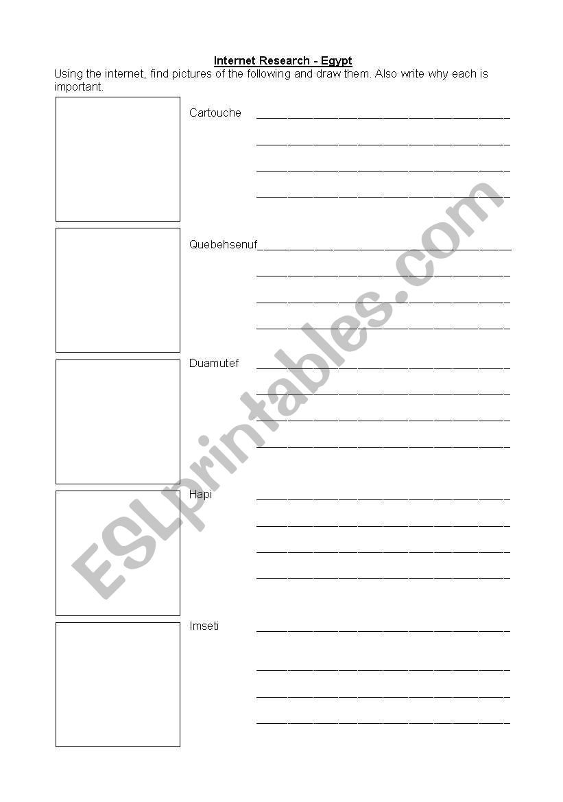 Egypt Internet Research  worksheet