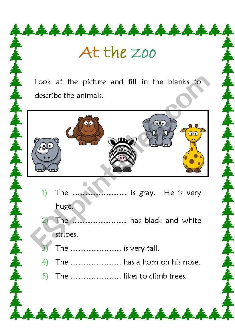 At the zoo  worksheet