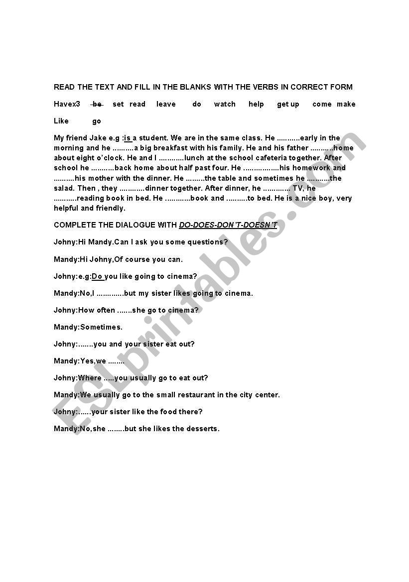 simple present worksheet