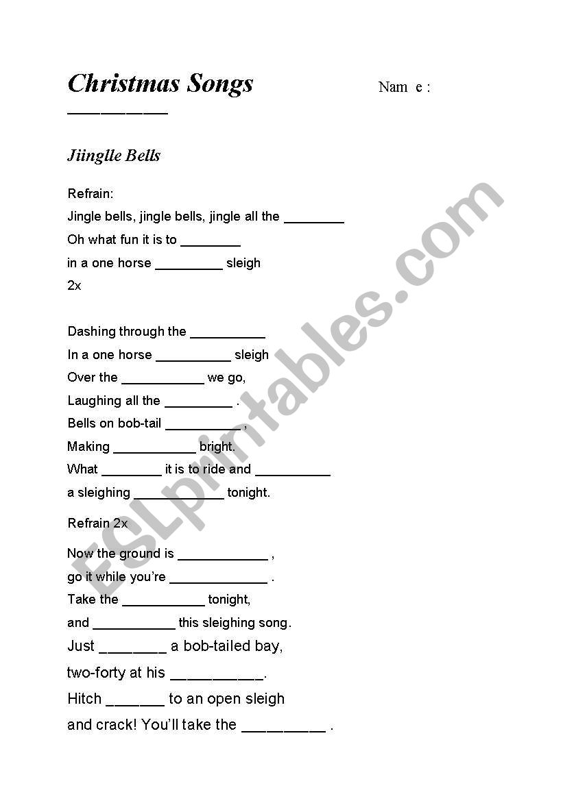 Christmas Songs worksheet