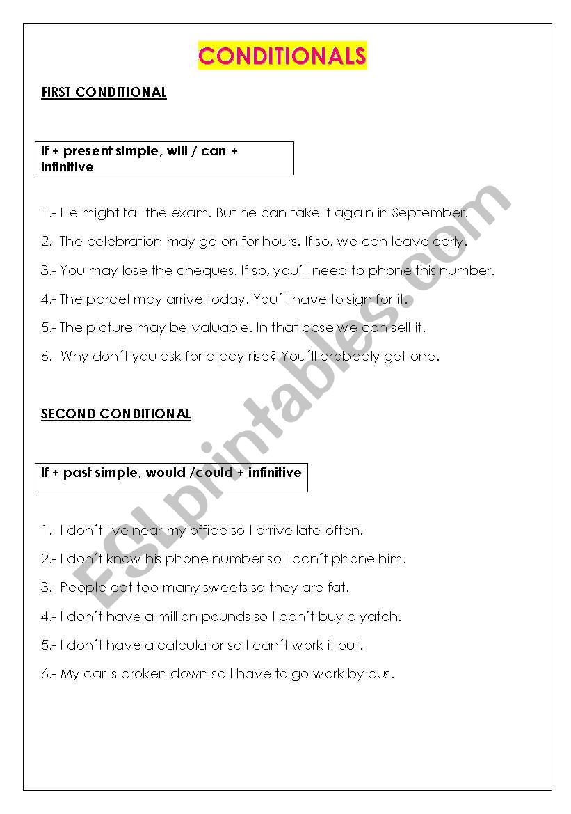 CONDITIONALS worksheet