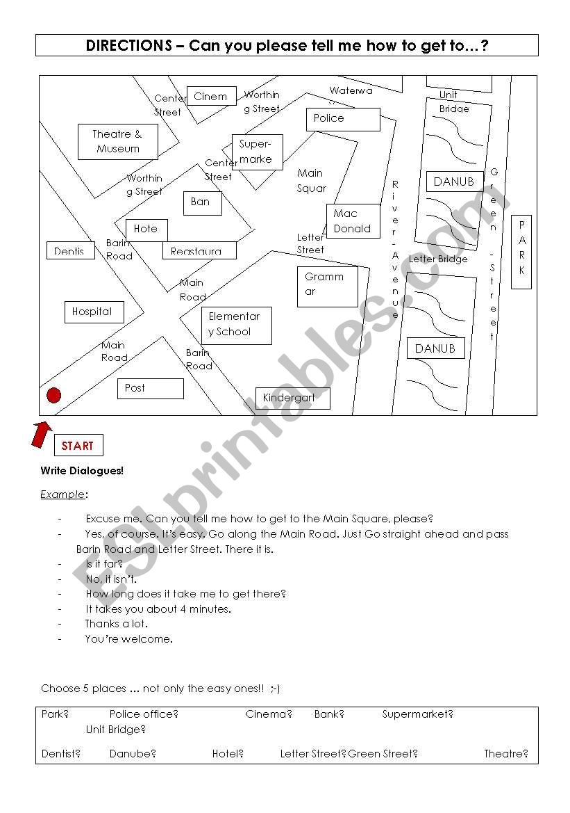 Directions worksheet