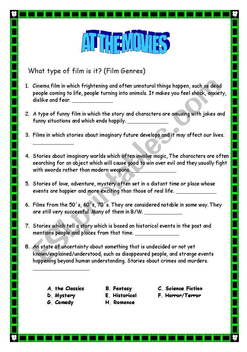 At the movies (1/4) worksheet