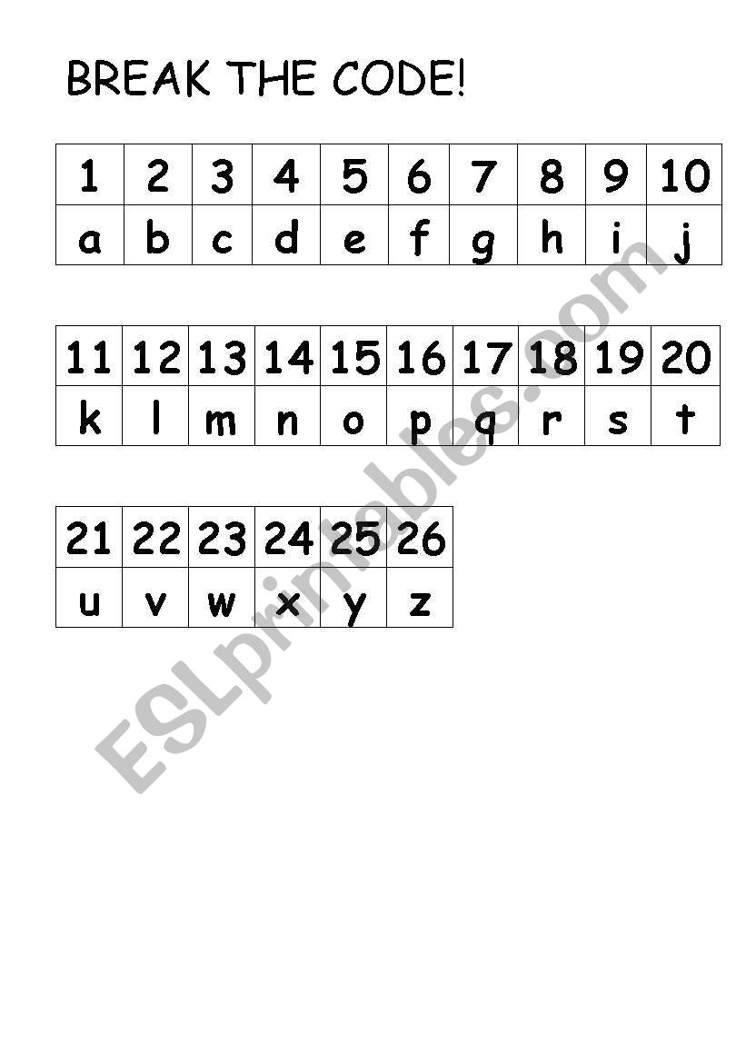 Break The Code worksheet