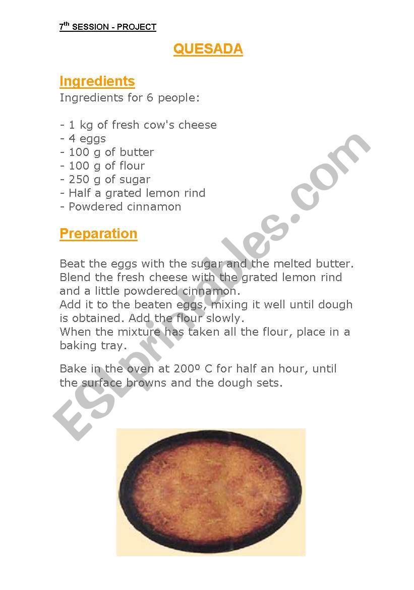 RECIPE worksheet
