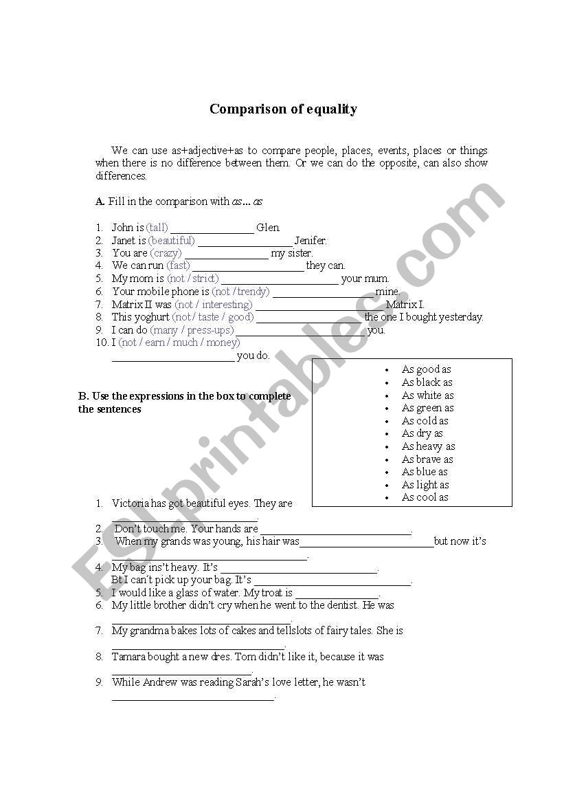 comparison-of-equality-esl-worksheet-by-ktanimoto