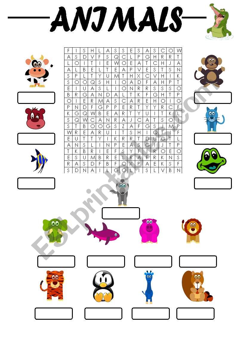 Animals - WORD SEARCH worksheet