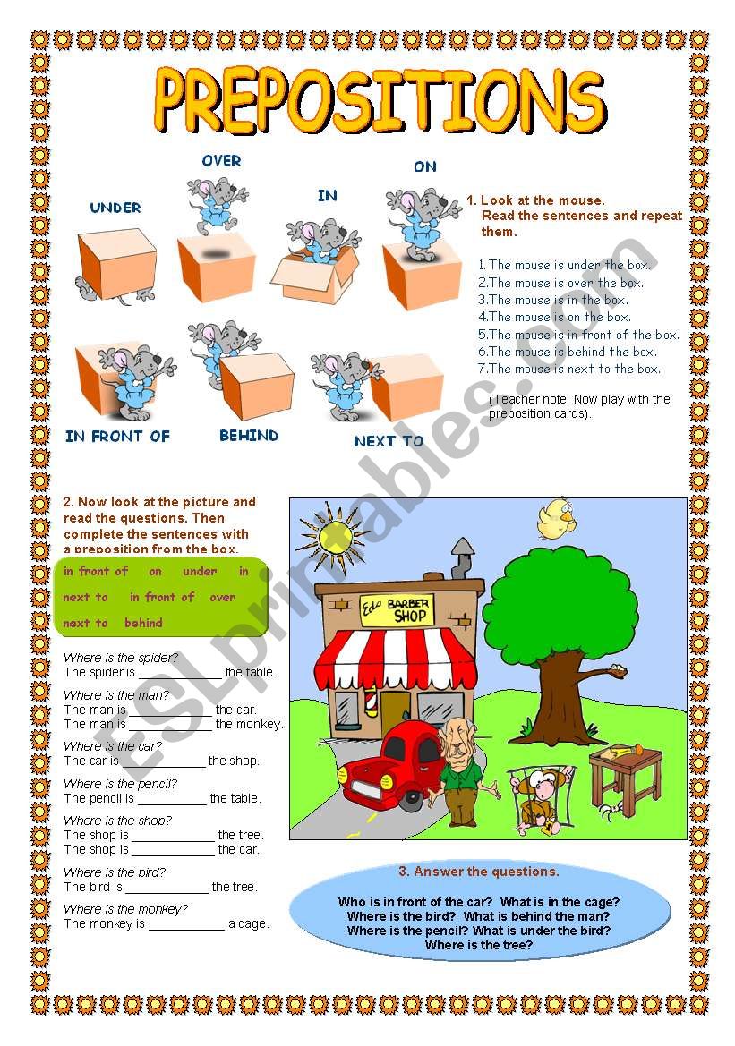 Prepositions worksheet worksheet