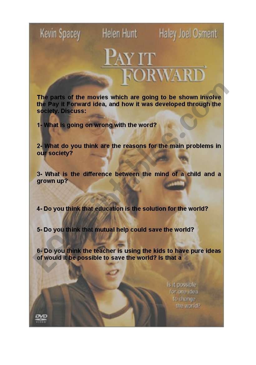 Pay it Forward worksheet