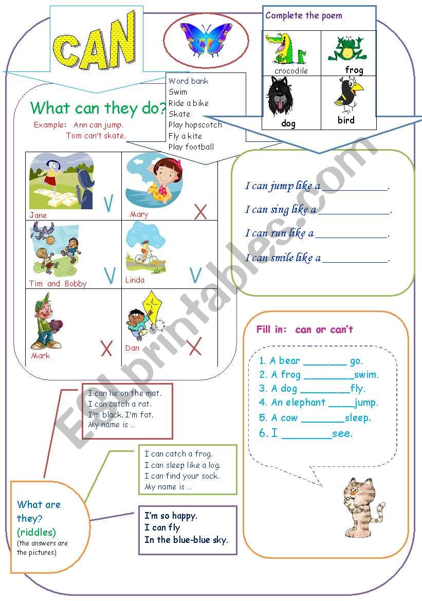 can for kids worksheet