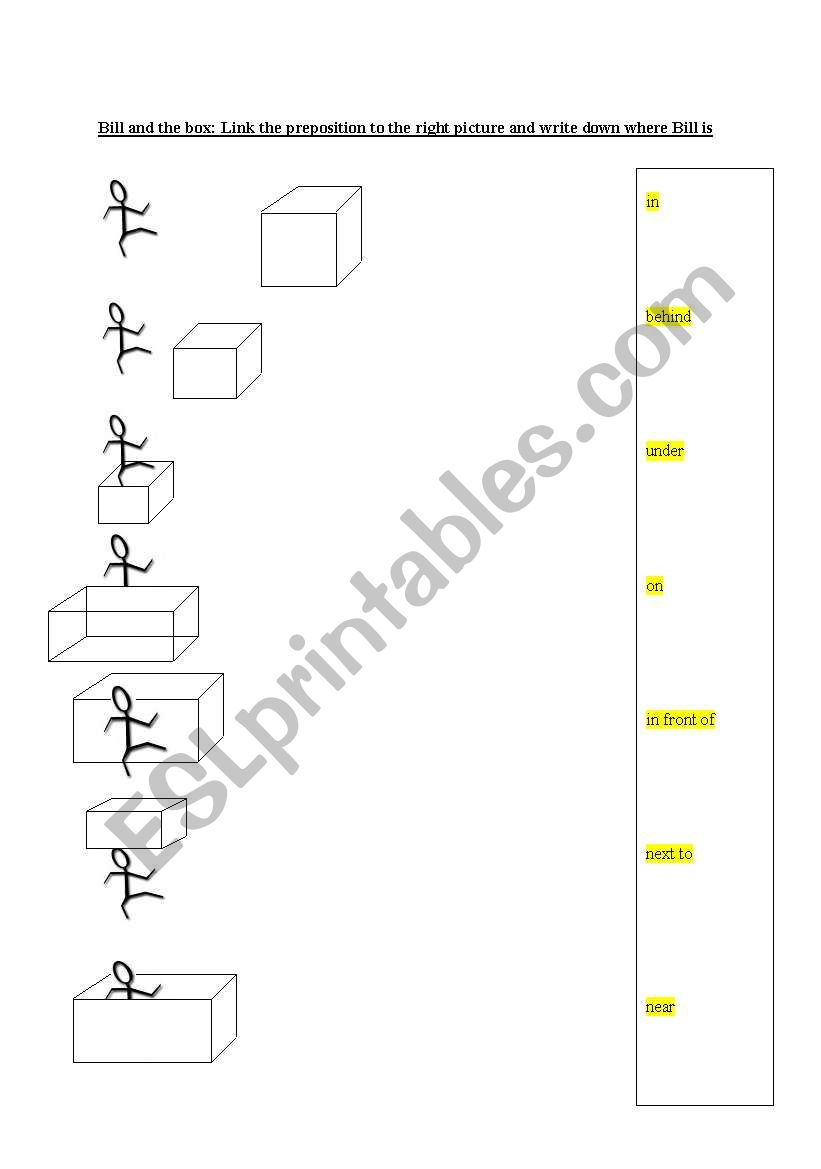 Bill and the box worksheet