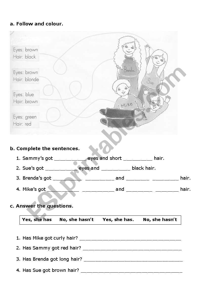 Describing people worksheet