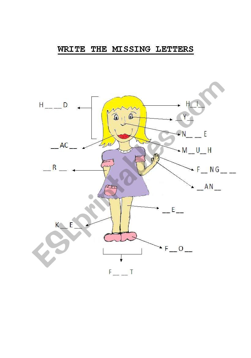 Write the missing letters  worksheet