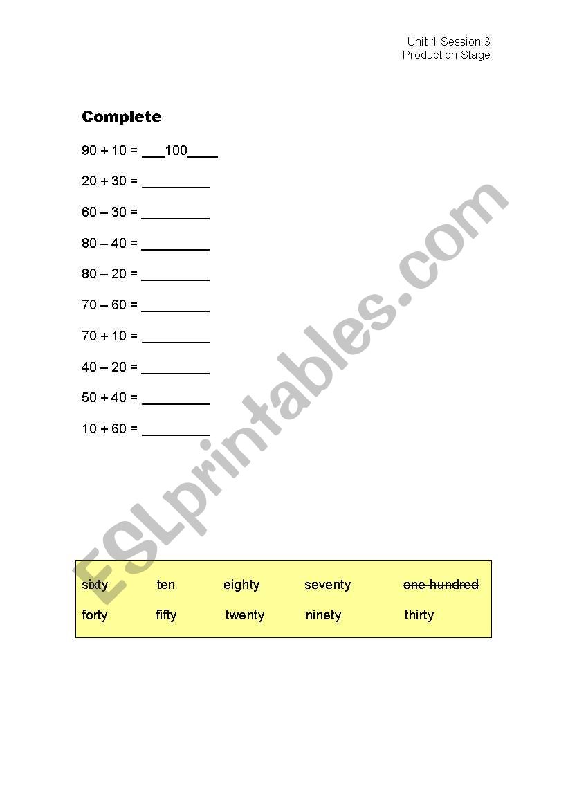 complete worksheet