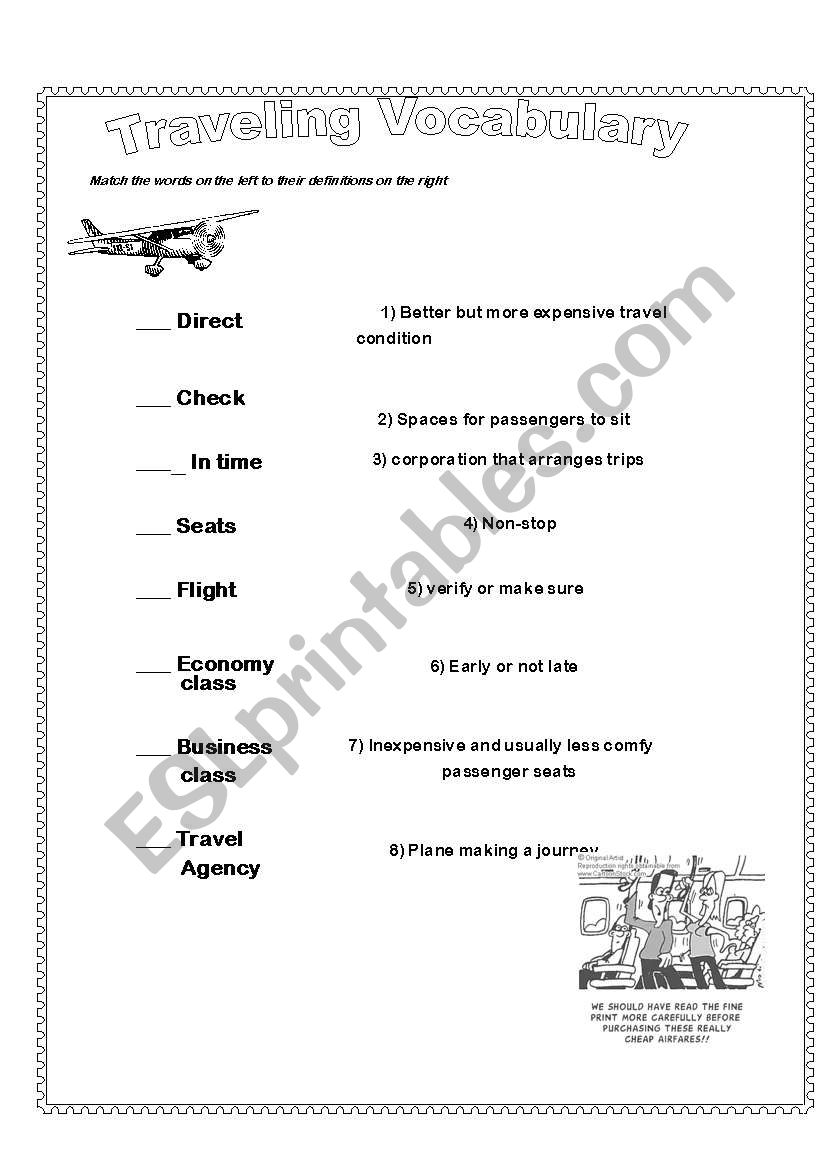 Traveling Vocabulary worksheet