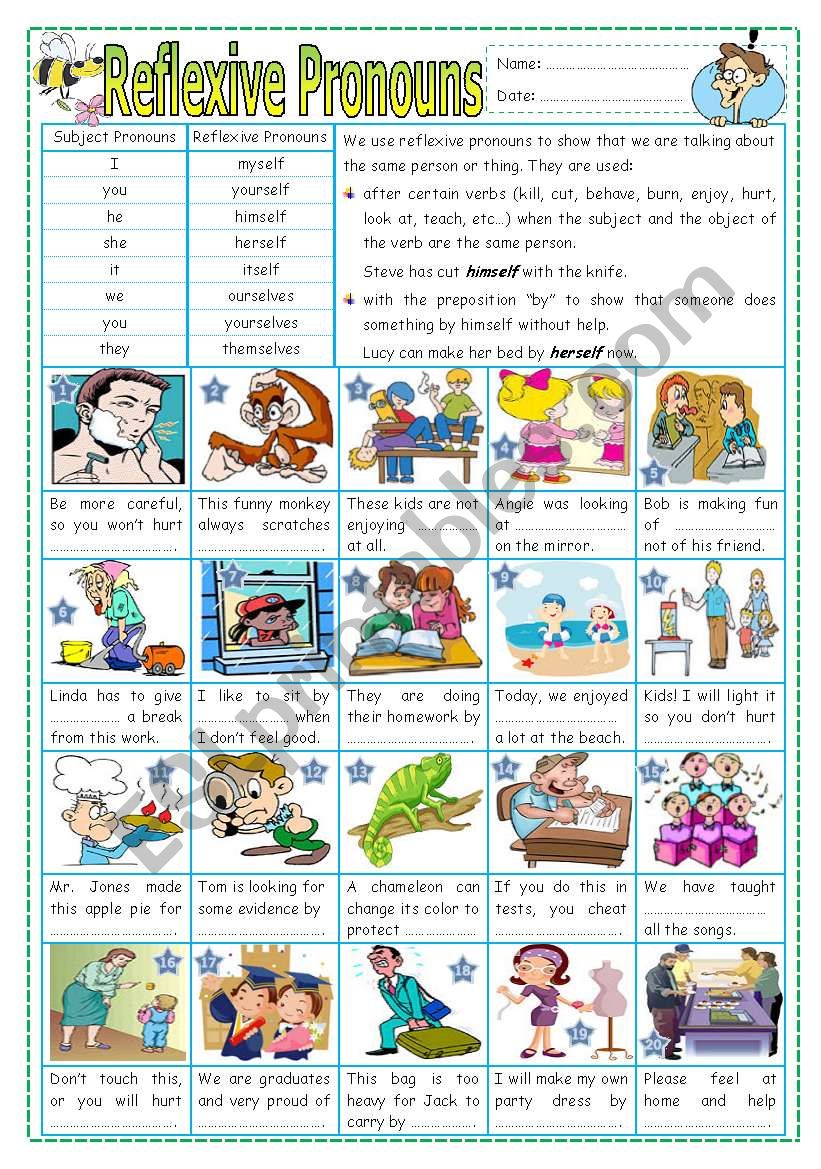 Reflexive Pronouns  worksheet