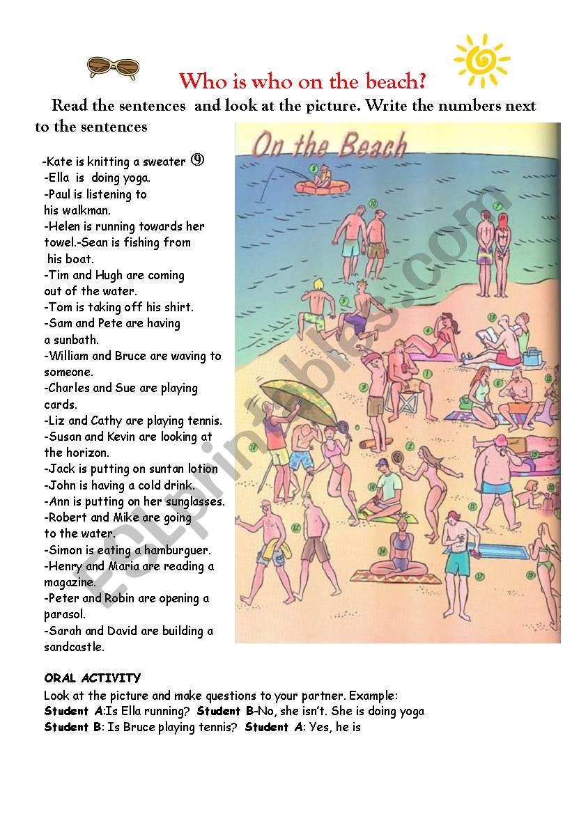 on the beach worksheet