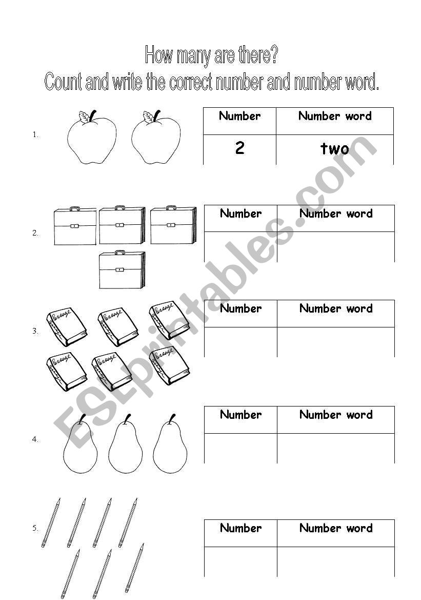 Counting worksheet