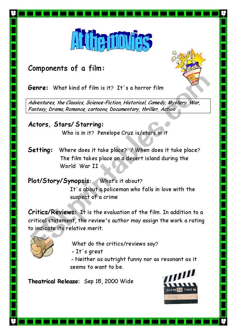 At the movies (2/4) worksheet