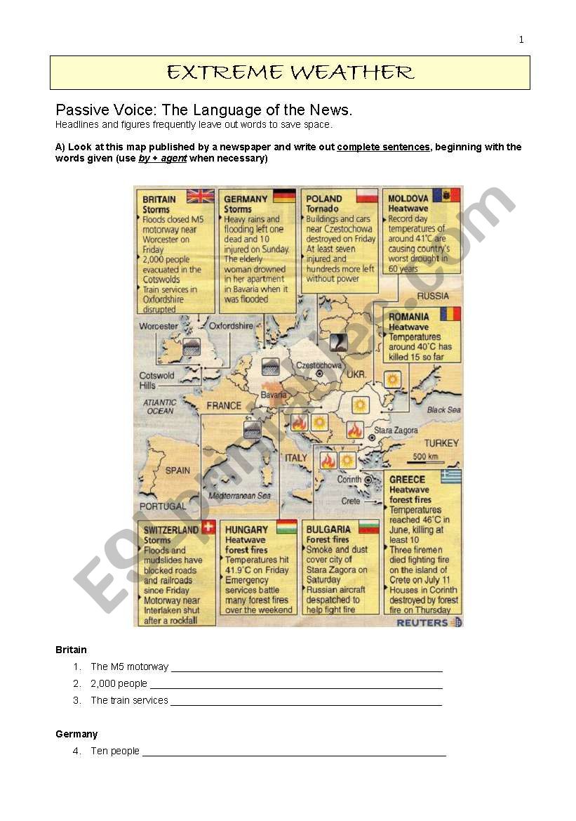 Extreme weather worksheet