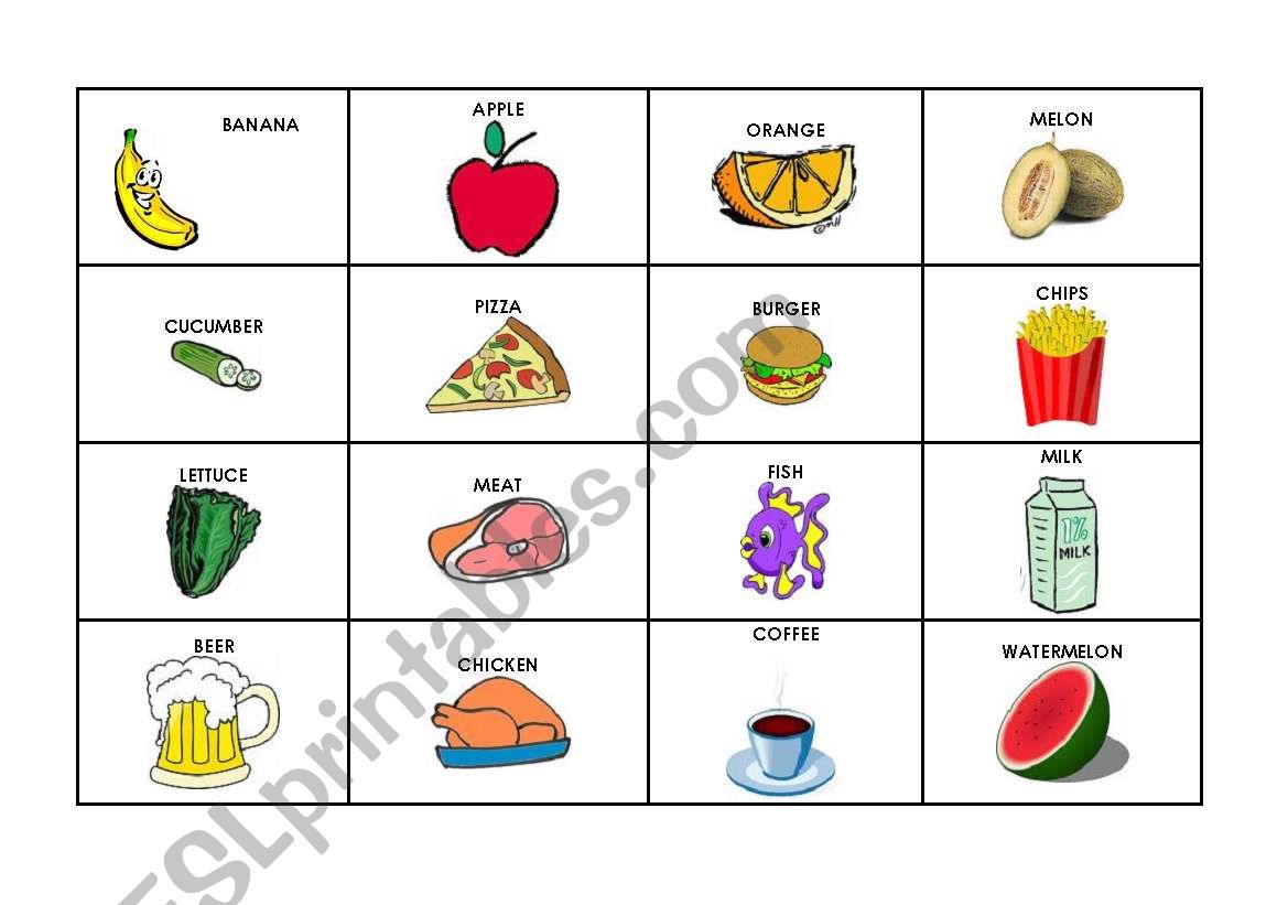 pictionary Game (food) worksheet