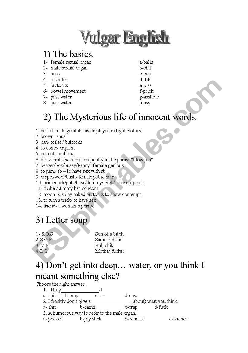 Vulgar English worksheet