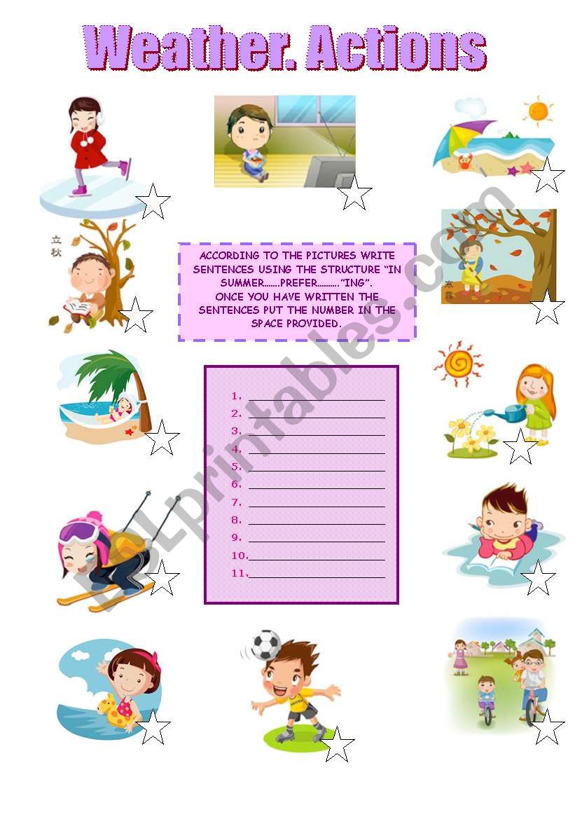 WEATHER AND ACTIONS worksheet