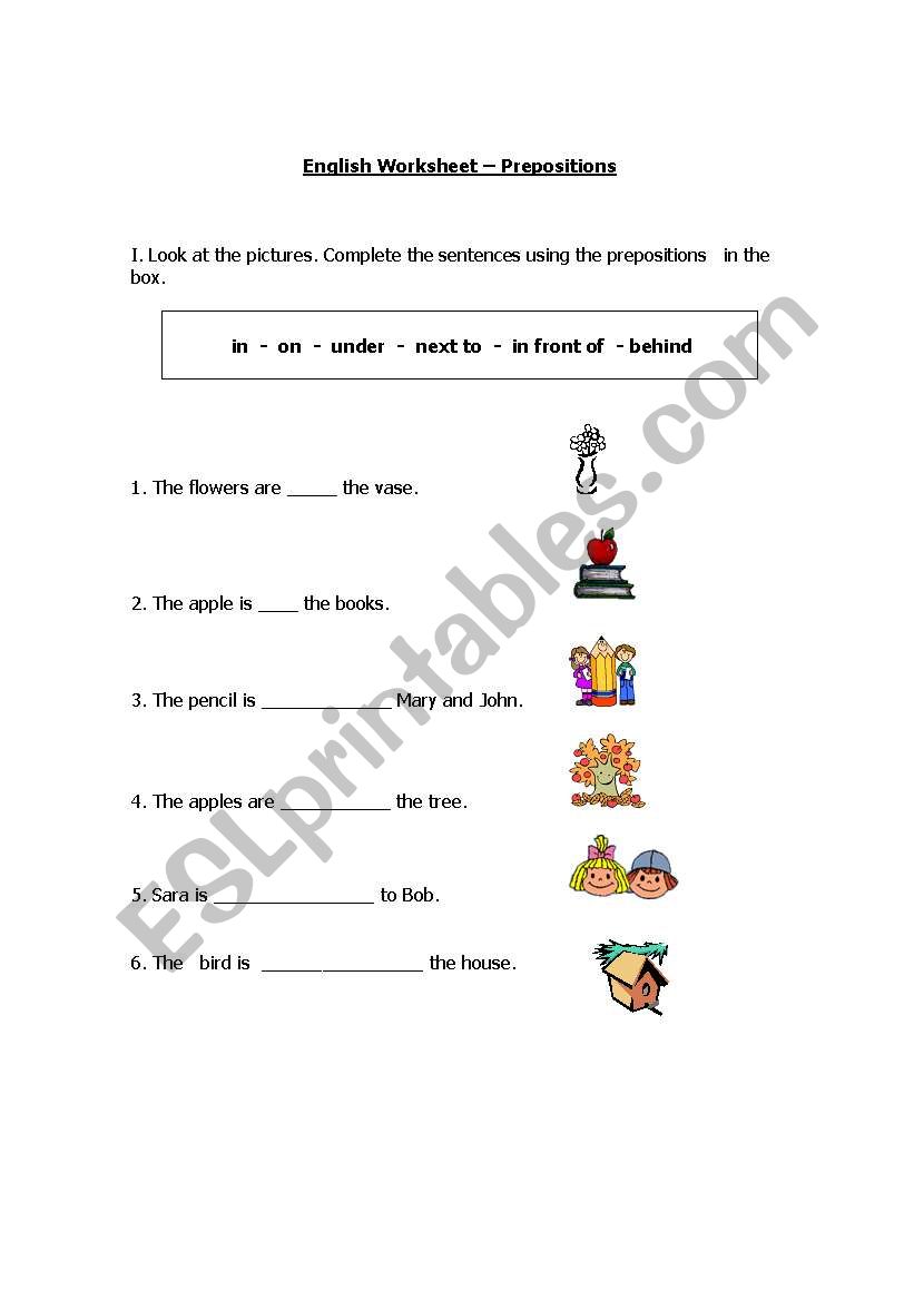 Prepositions worksheet worksheet