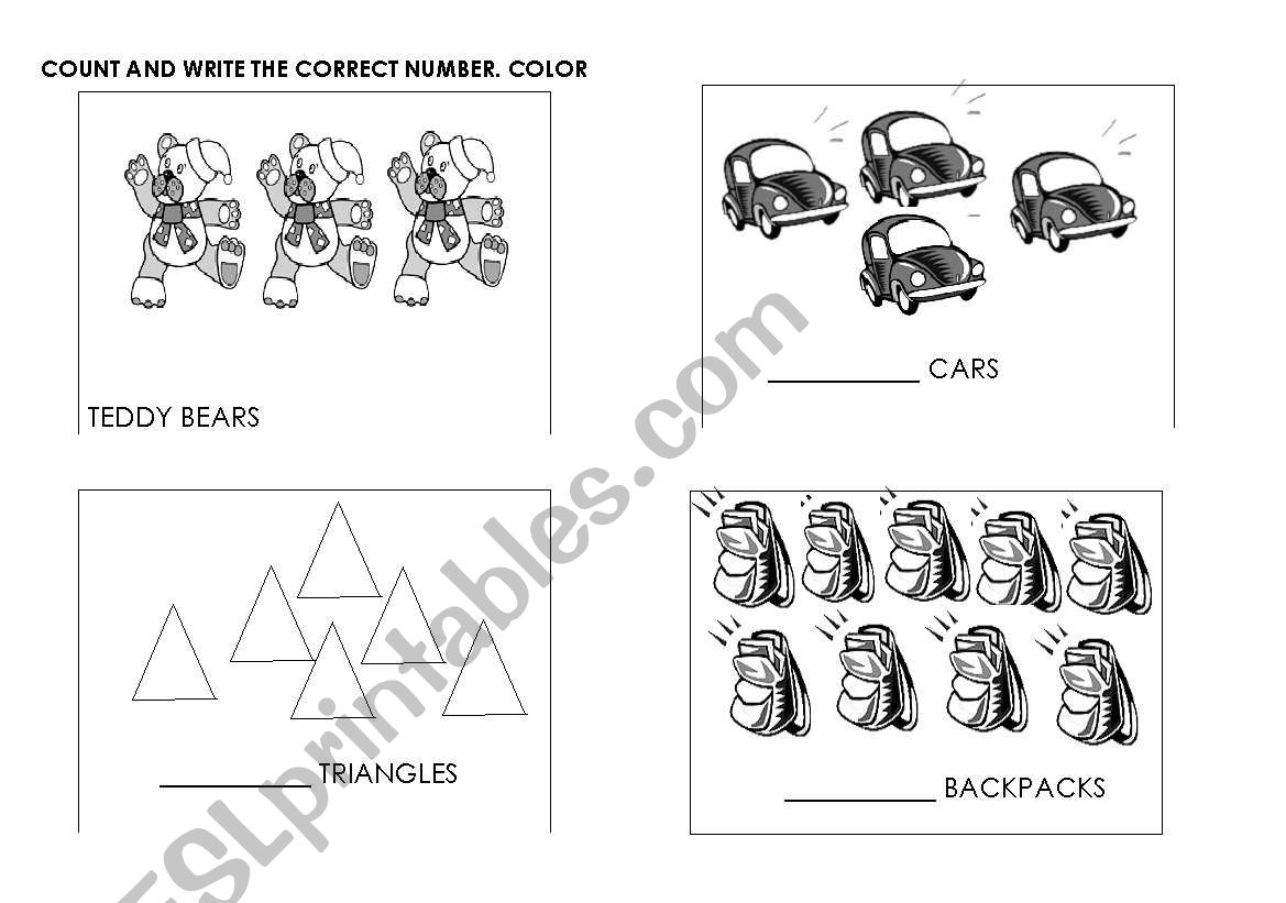  Complete the correct number worksheet